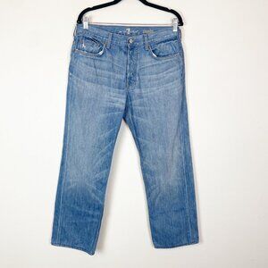 7 for All Mankind Men's 33x28 Slouchy Straight Light Wash Y2K Jeans Button Fly‎